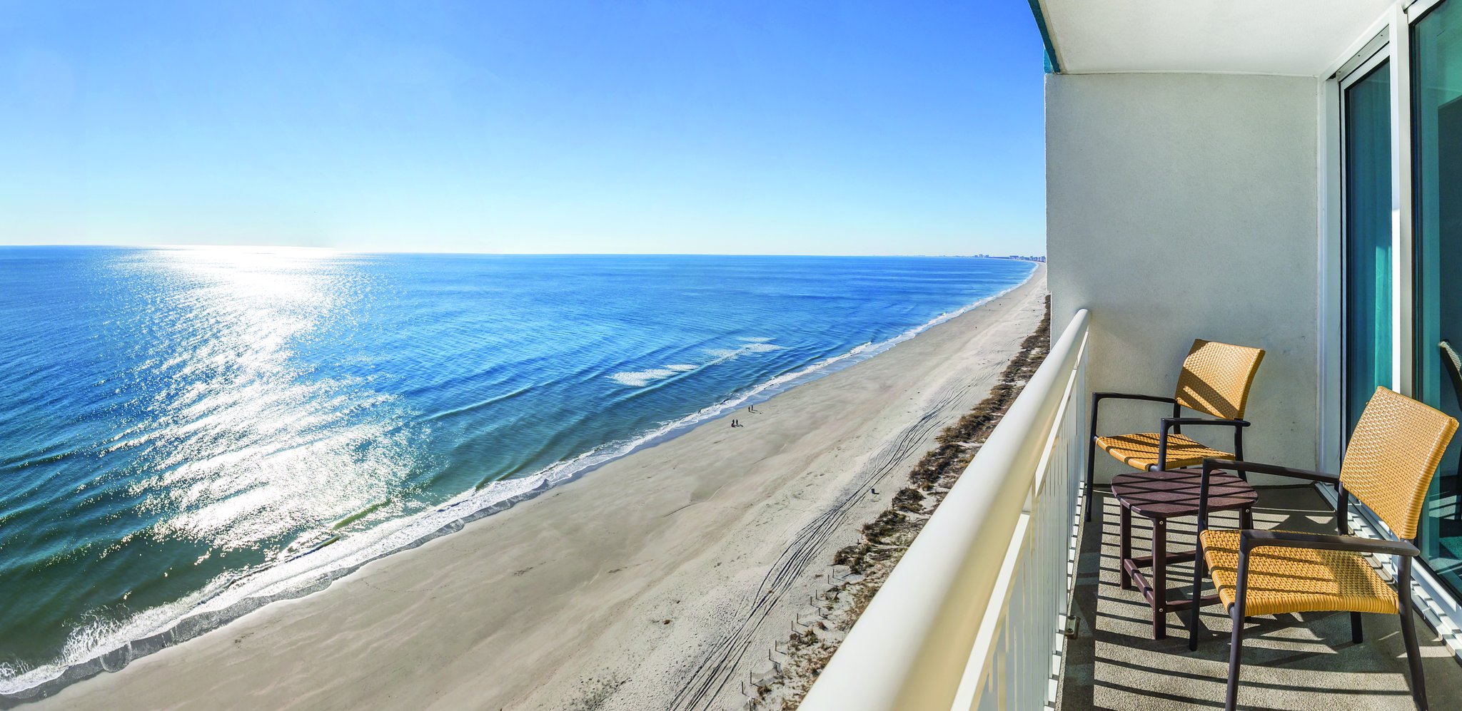 View of the beautiful beach from a balcony at Club Wyndham Towers on the Grove